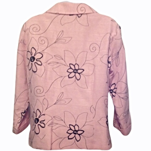 Pink w/ Black Embroidery Raw Silk Jacket - Picture 3 of 4